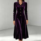 Vintage A-lijn-jurk van fluweel met knoopsluiting voor dames