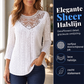Casual damesblouse met gehaakt kant en 3/4 mouwen, patchwork design