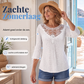 Casual damesblouse met gehaakt kant en 3/4 mouwen, patchwork design