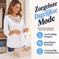 Casual damesblouse met gehaakt kant en 3/4 mouwen, patchwork design
