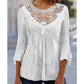 Casual damesblouse met gehaakt kant en 3/4 mouwen, patchwork design