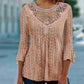 Casual damesblouse met gehaakt kant en 3/4 mouwen, patchwork design