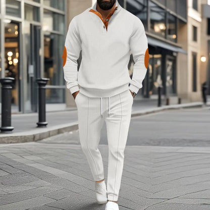 Set met casual gebreid herensweatshirt met halve rits en broek