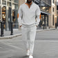 Set met casual gebreid herensweatshirt met halve rits en broek