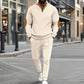 Set met casual gebreid herensweatshirt met halve rits en broek