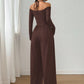Elegante halsdiep V-hals jumpsuit voor dames