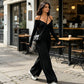 Elegante halsdiep V-hals jumpsuit voor dames