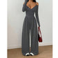 Elegante halsdiep V-hals jumpsuit voor dames