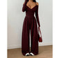 Elegante halsdiep V-hals jumpsuit voor dames