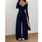Elegante halsdiep V-hals jumpsuit voor dames