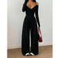 Elegante halsdiep V-hals jumpsuit voor dames
