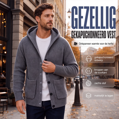 🏆 Bestseller ✨ Heren Gebreid Vest met Capuchon 🧥 Casual Losvallend Design, Warm & Comfortabel