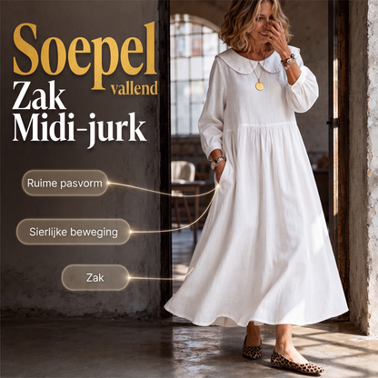 Maxi-jurk voor dames met wijde lange mouwen en zakken