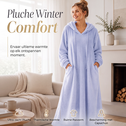 Casuele pluche loungejurk met capuchon voor dames
