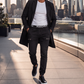 Heren slim fit denim joggingbroek met elastische tailleband