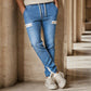Heren slim fit denim joggingbroek met elastische tailleband