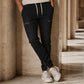 Heren slim fit denim joggingbroek met elastische tailleband