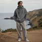 Heren casual hoodie met hoge kraag en losse pasvorm