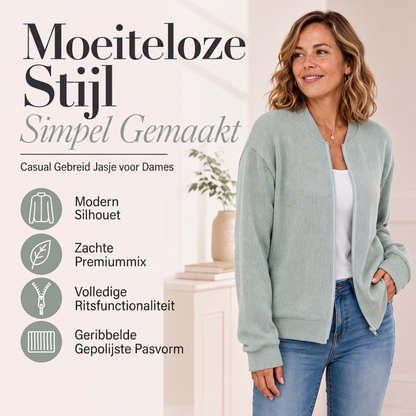 Casueel gebreid baseballjack voor dames