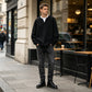 Wafelstof heren longsleeve met fake tweedelig design