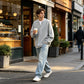 Wafelstof heren longsleeve met fake tweedelig design