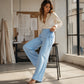 Casual gestreepte broek met wijde pijpen voor dames