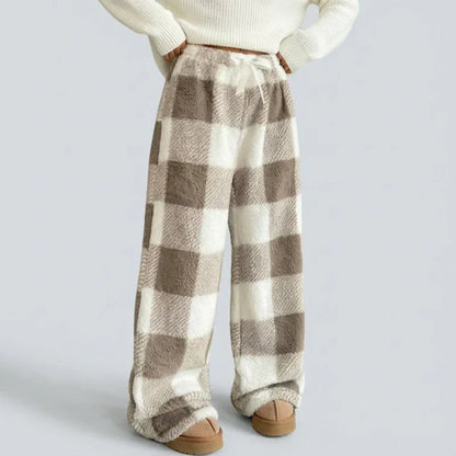 Dames Retro Geruite Dikke Rechte Broek