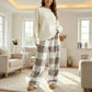 Dames Retro Geruite Dikke Rechte Broek