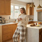 Dames Retro Geruite Dikke Rechte Broek