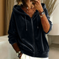 Casuevel fluwelen jack met capuchon voor dames