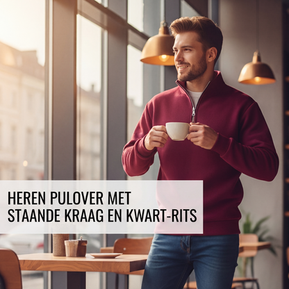 Heren trui met opstaande kraag en kwartrits