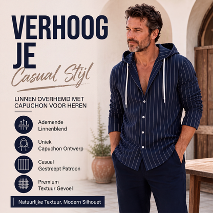 Gestreept overhemd met capuchon en lange mouwen voor heren