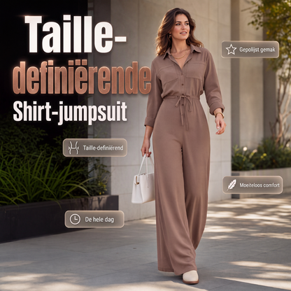 Dames jumpsuit met getailleerd overhemd