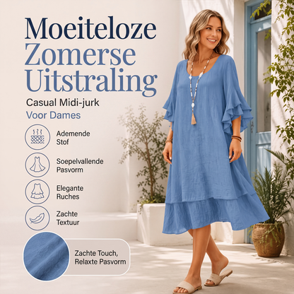 Zomerloze jurk met geplooide mouwen voor dames
