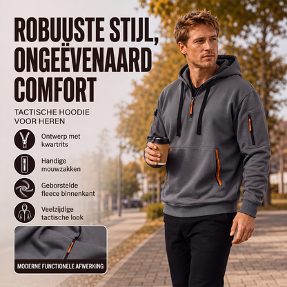 Heren casual sport hoodie met kwartrits