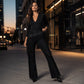 Dames high-waist flare jeans met zijfranjes