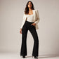 Dames high-waist flare jeans met zijfranjes