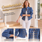 Vintage dames spijkerjas met symmetrische knopen