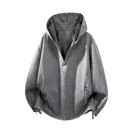 ✨🧥Heren Vintage Gewassen Hoodie met Halve Rits
