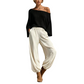 Dames off-shoulder gebreide top en casual broek set