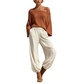 Dames off-shoulder gebreide top en casual broek set