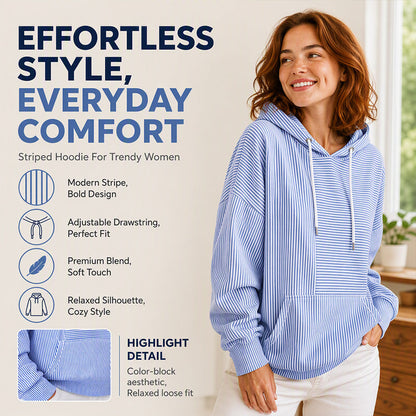 Gestreepte patchwork-hoodie voor dames