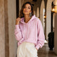 Gestreepte patchwork-hoodie voor dames