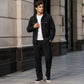 Casual set met wafelpatroon voor heren: jas met capuchon en broek