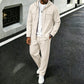 Casual set met wafelpatroon voor heren: jas met capuchon en broek