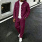 Casual set met wafelpatroon voor heren: jas met capuchon en broek