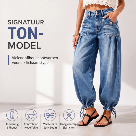 ✨ Trendy Comfort ✨ Dames Hoge Taille Barrel Jeans 👖 Elastische Pasvorm, Moderne Vorm & Comfortabele Casual Look