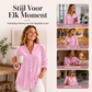 Blouse voor dames met effen kleur en geplooide hals