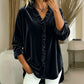 Blouse voor dames met effen kleur en geplooide hals