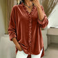 Blouse voor dames met effen kleur en geplooide hals